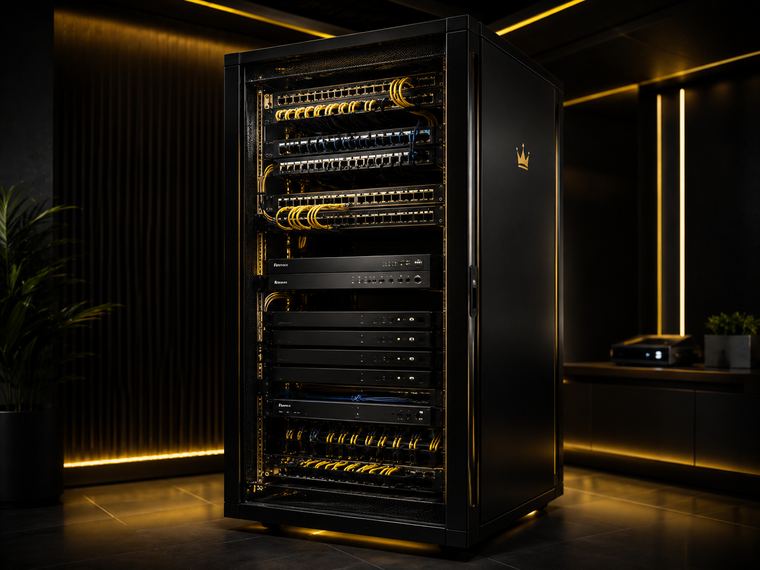Rack profissional de redes e infraestrutura